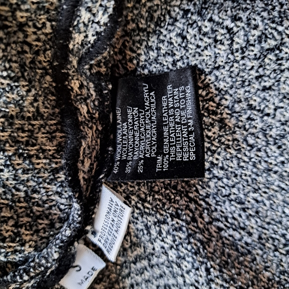 St John Collection Marie Grey Vintage Knit Short Jacket Leather trim sz S - Picture 10 of 13